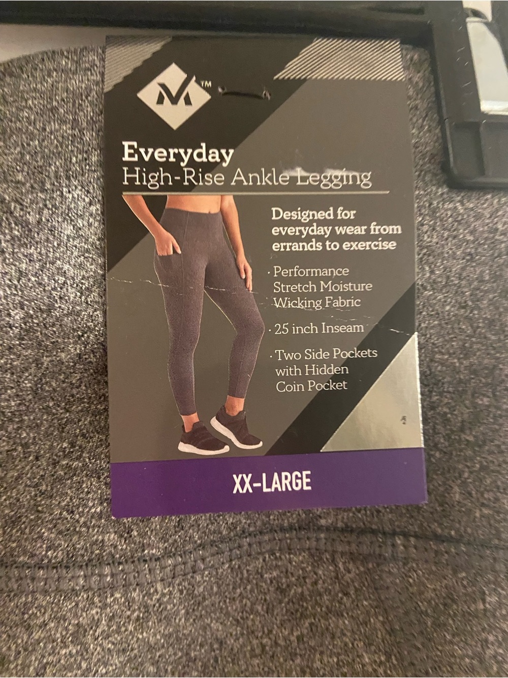 Members Mark XXL Everyday High-Rise Ankle Legging - Gray - NEW